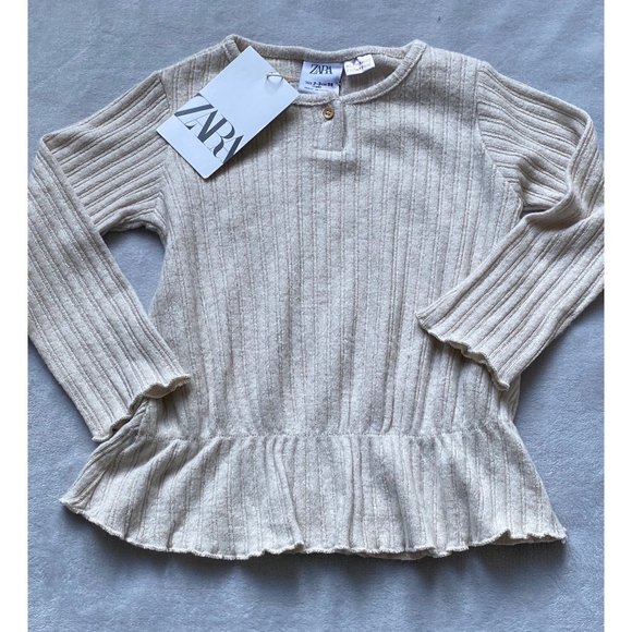 Zara baby girl's cream shirt 2-3 NWT 98cm - Picture 2 of 2